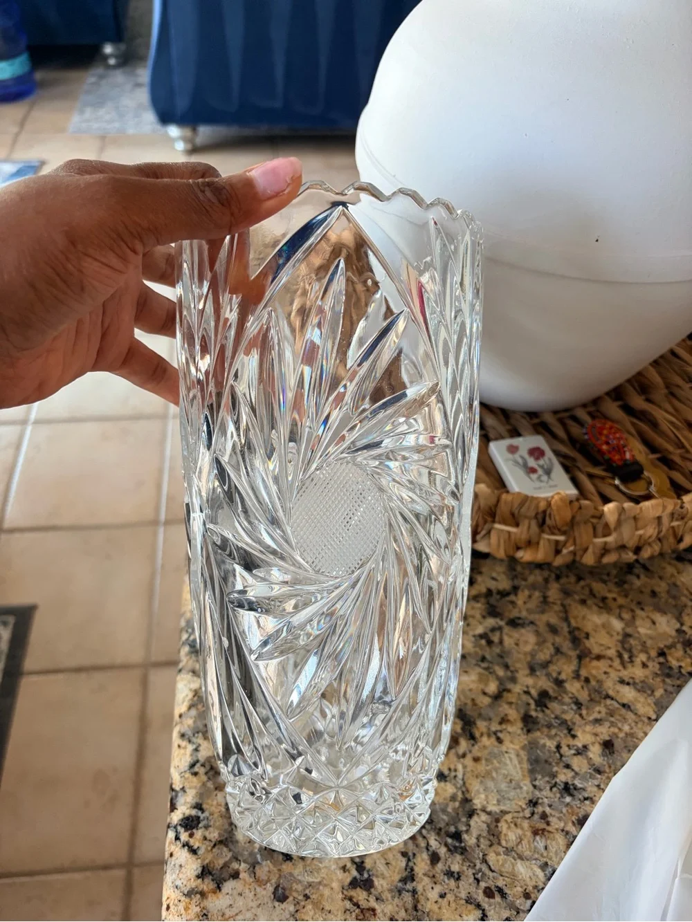 Clear Cut Lead Crystal Decorative Vase - Clear